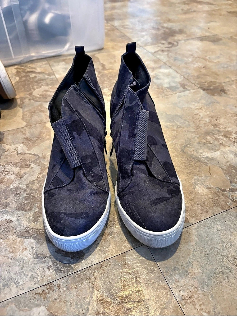 Linea Paolo Anna Wedge Sneaker Women's Camo High-Top Black
